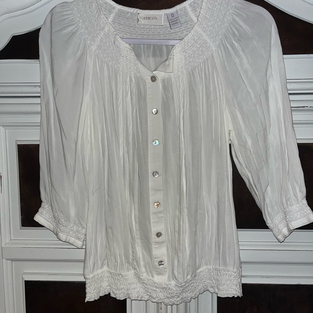 Chico's White Button-Up Women's Top